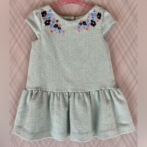Janie and Jack - Blue herringbone tweed fabric wool peplum dress (Sz 12-18m)